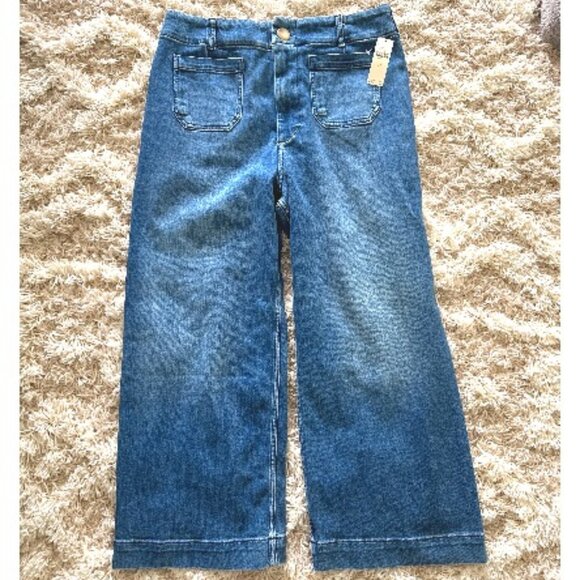 NWT The Colette Cropped High-Rise Wide-Leg Jeans by Maeve - Picture 1 of 4